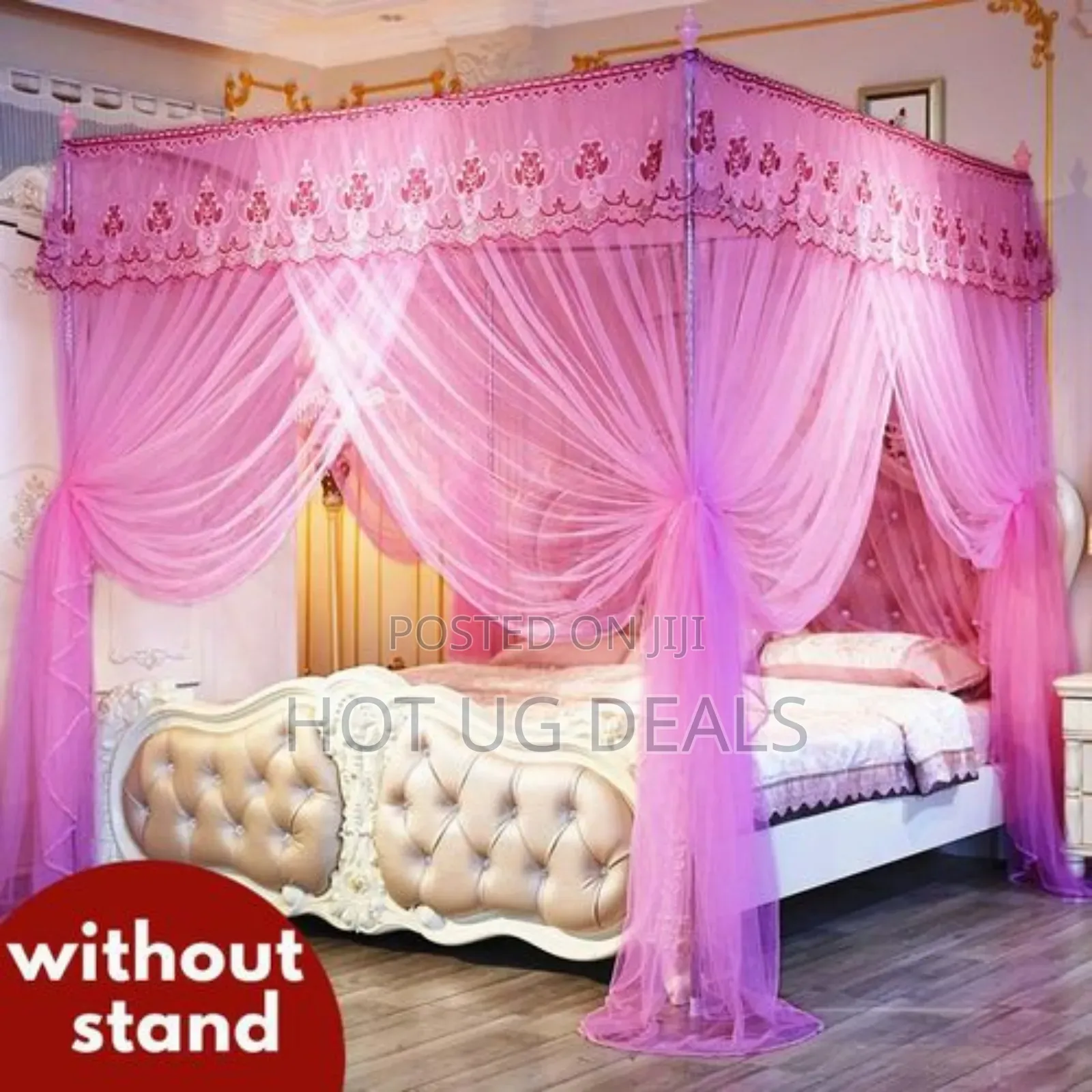 5x6 Mosquito Net Without Stands & 3 Doors Design Bed Net - Pink