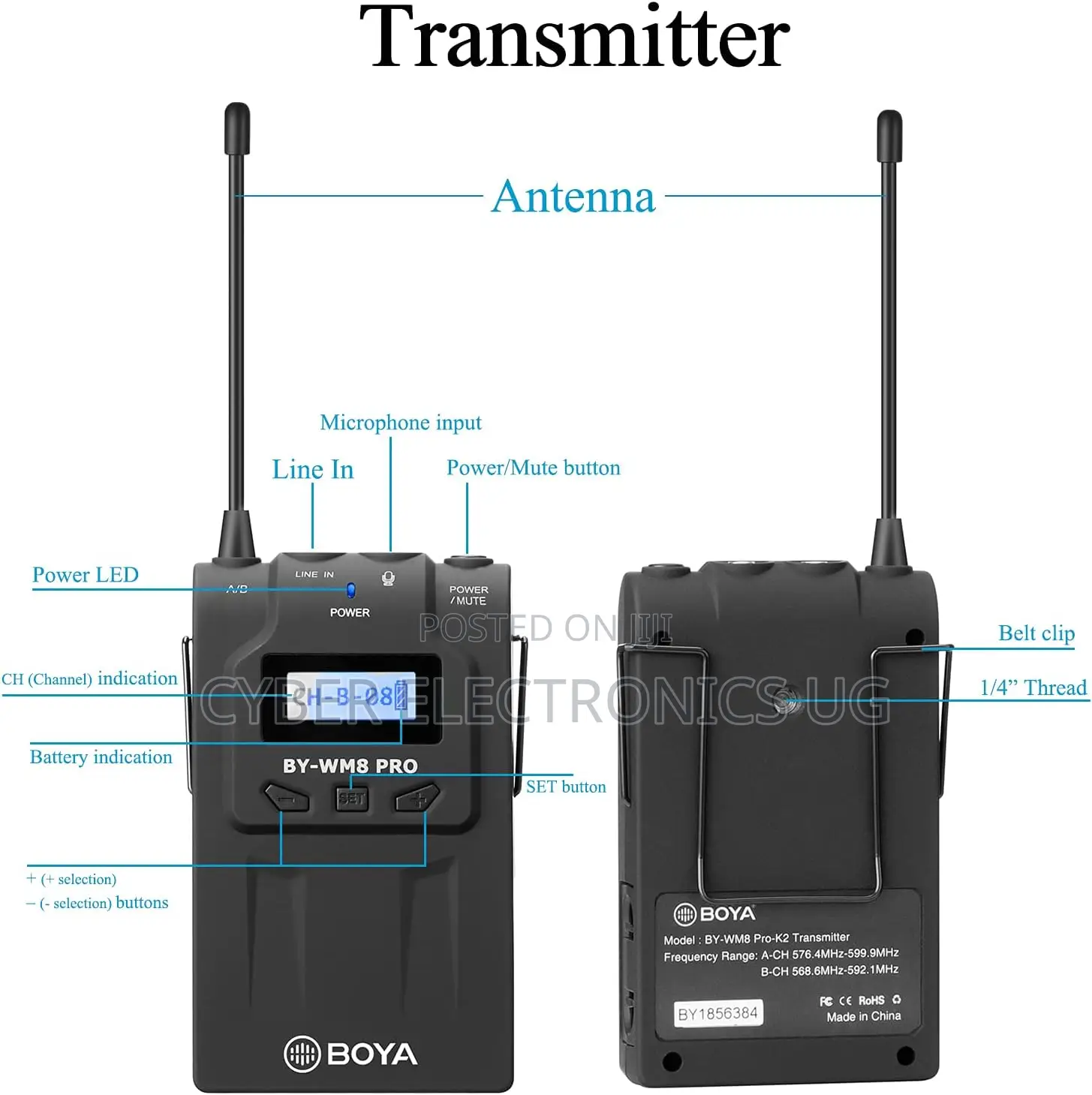 Boya Wm8 Pro- Uhf Wireless Lavalier Microphone System Audio Recorder