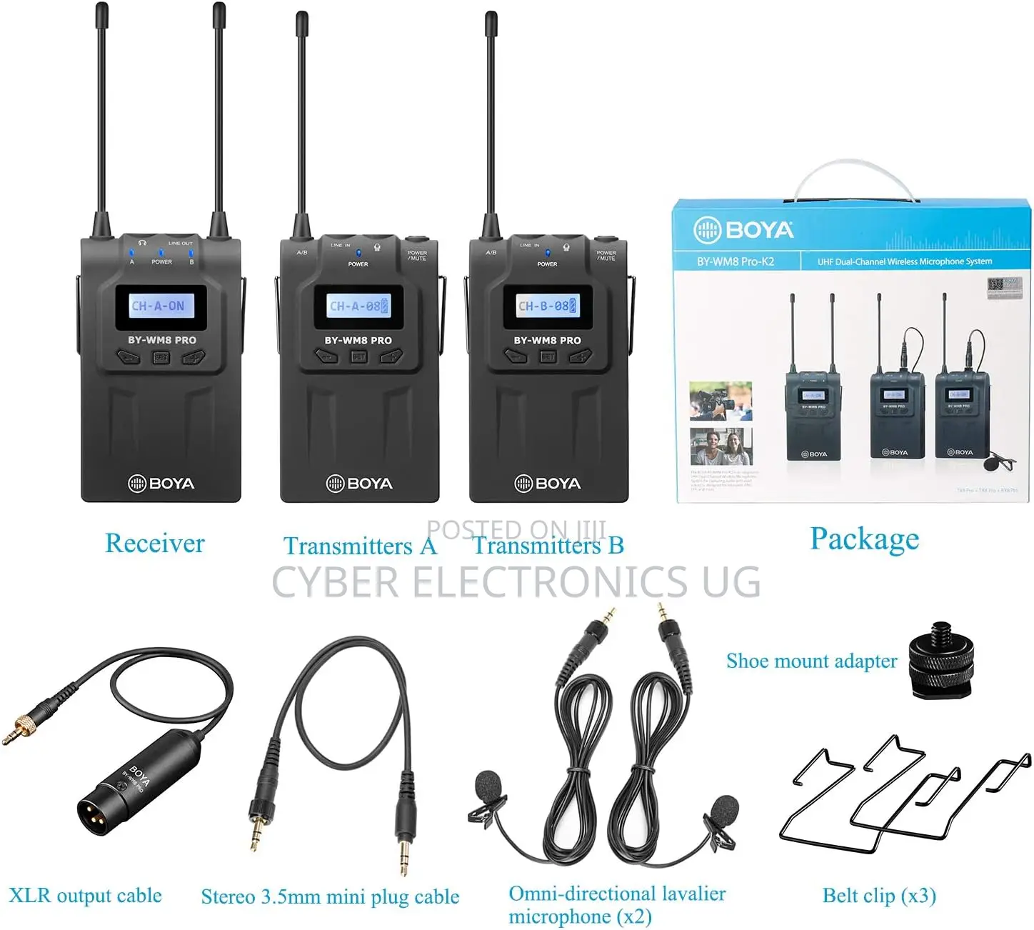 Boya Wm8 Pro- Uhf Wireless Lavalier Microphone System Audio Recorder
