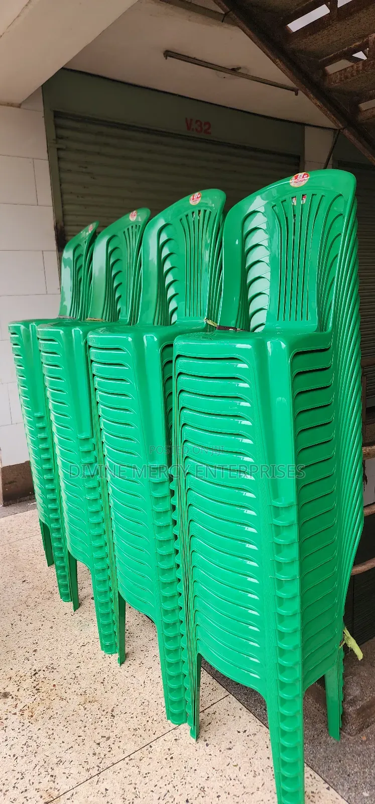 Green Plastic Armless Chairs