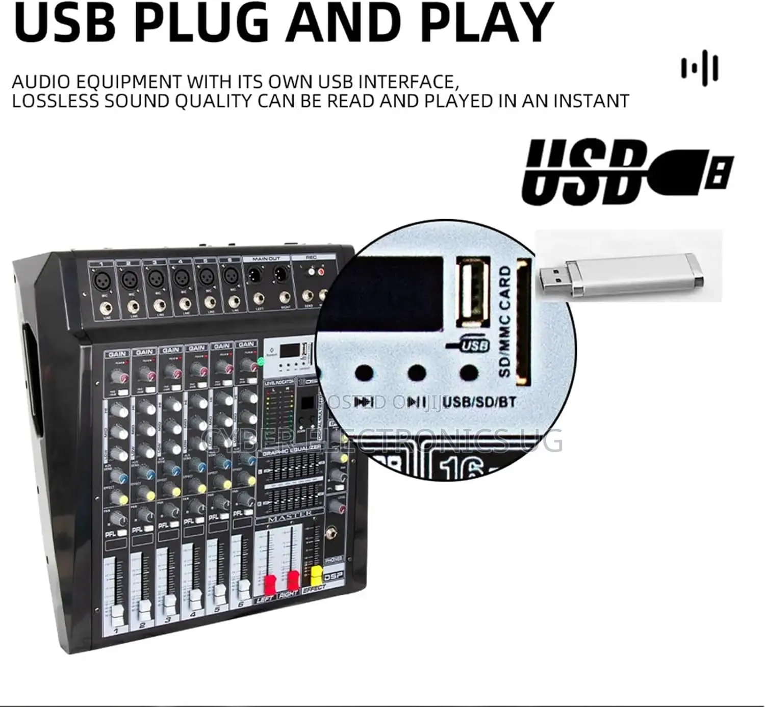 Dj Mixer 6 Channel Professional Mixer With Power Amplifier All-in-One