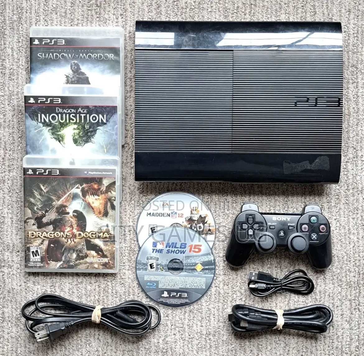  Sony Playstation 3 Ps3 Superslim1console Bundle +10games1 Controller