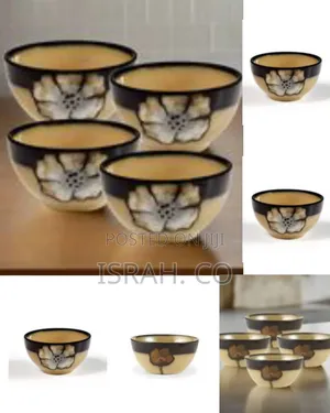 6 Piece Painted Poppies Stoneware Grain Salad Bowls Kitchen Set Cera