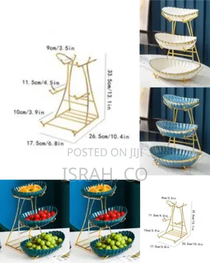 Three Tiered Ceramic Multi-Layer Fruit Tray Snack Dessert Plate Home