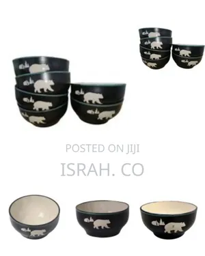 6 Piece Moose in the Woods Pines Stoneware Food Ceramic Cereal Soup .