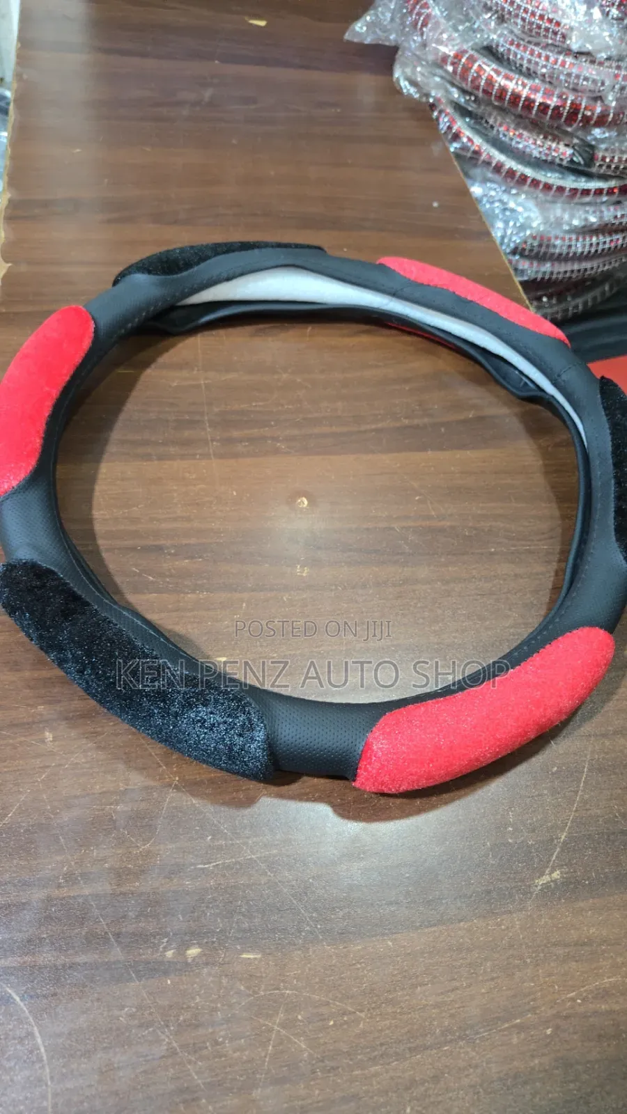 Black and Leatherette Car Steering Wheel Cover