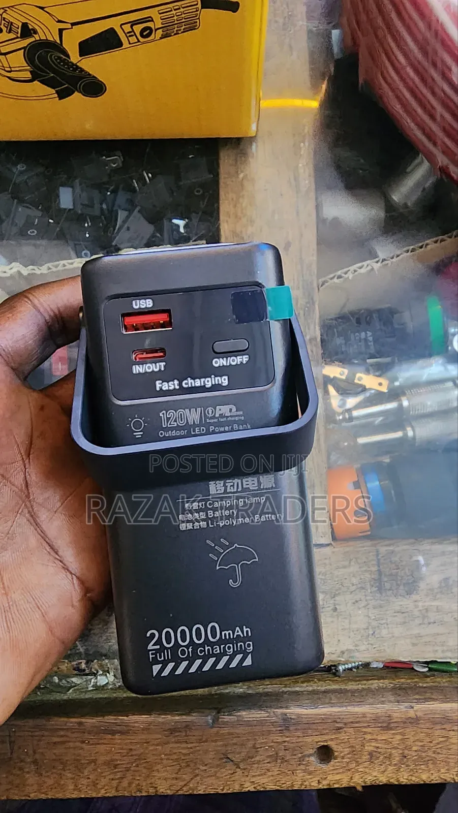 Power Bank With Light Built-in Type C Cablewith Fast Charging 20000mah