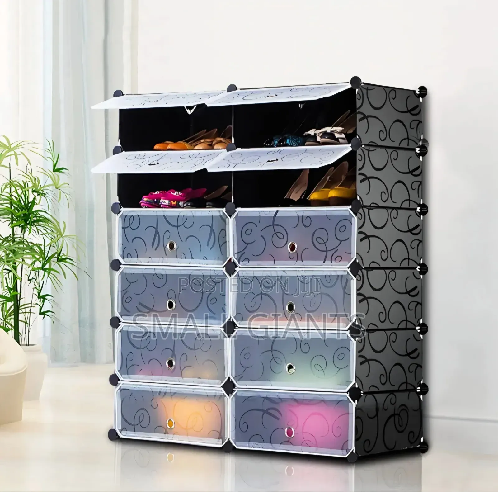 Modular Plastic Wardrobe 12 Cubes, Shoe Rack Mallet 2m