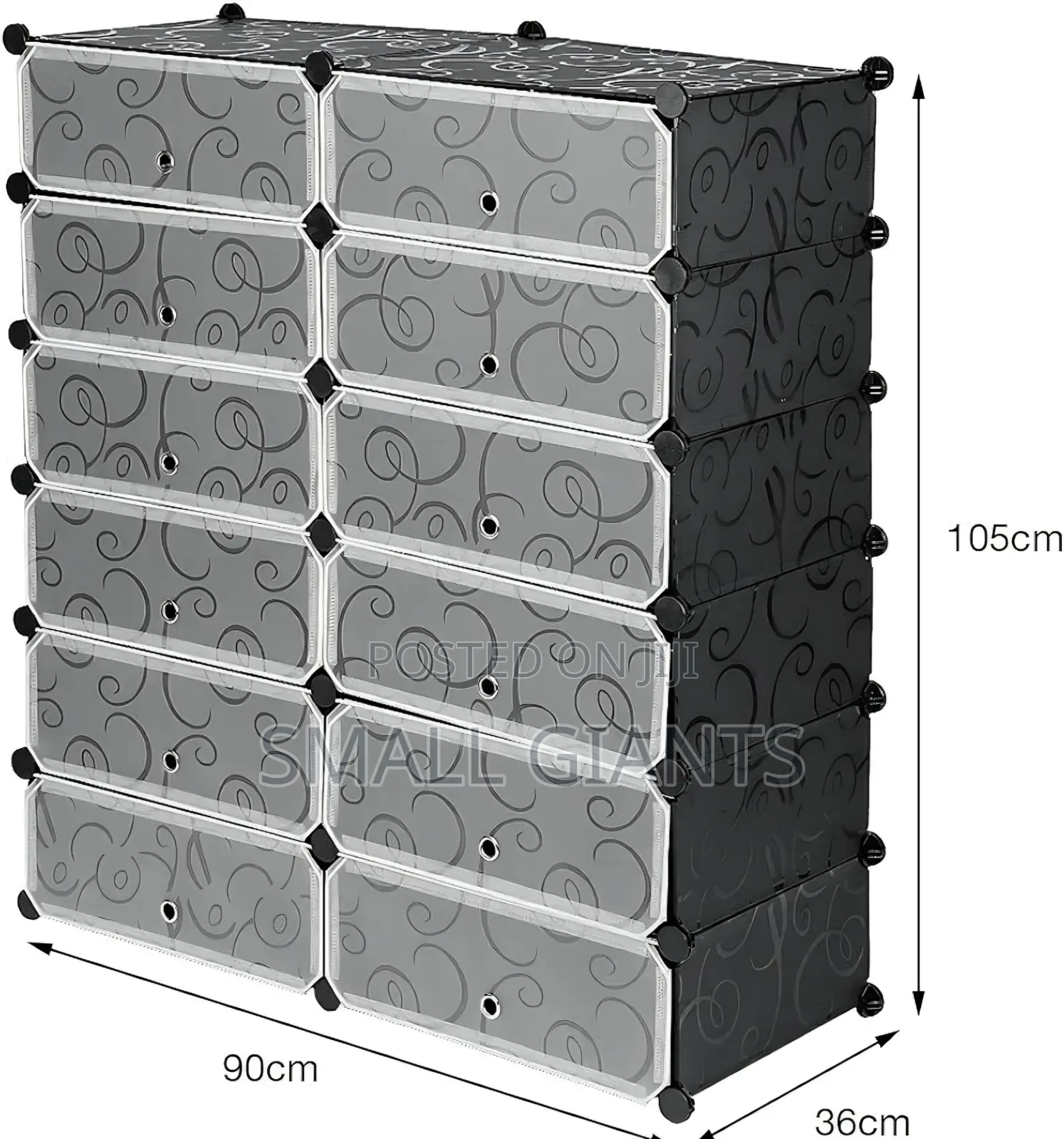 Modular Plastic Wardrobe 12 Cubes, Shoe Rack Mallet 2m