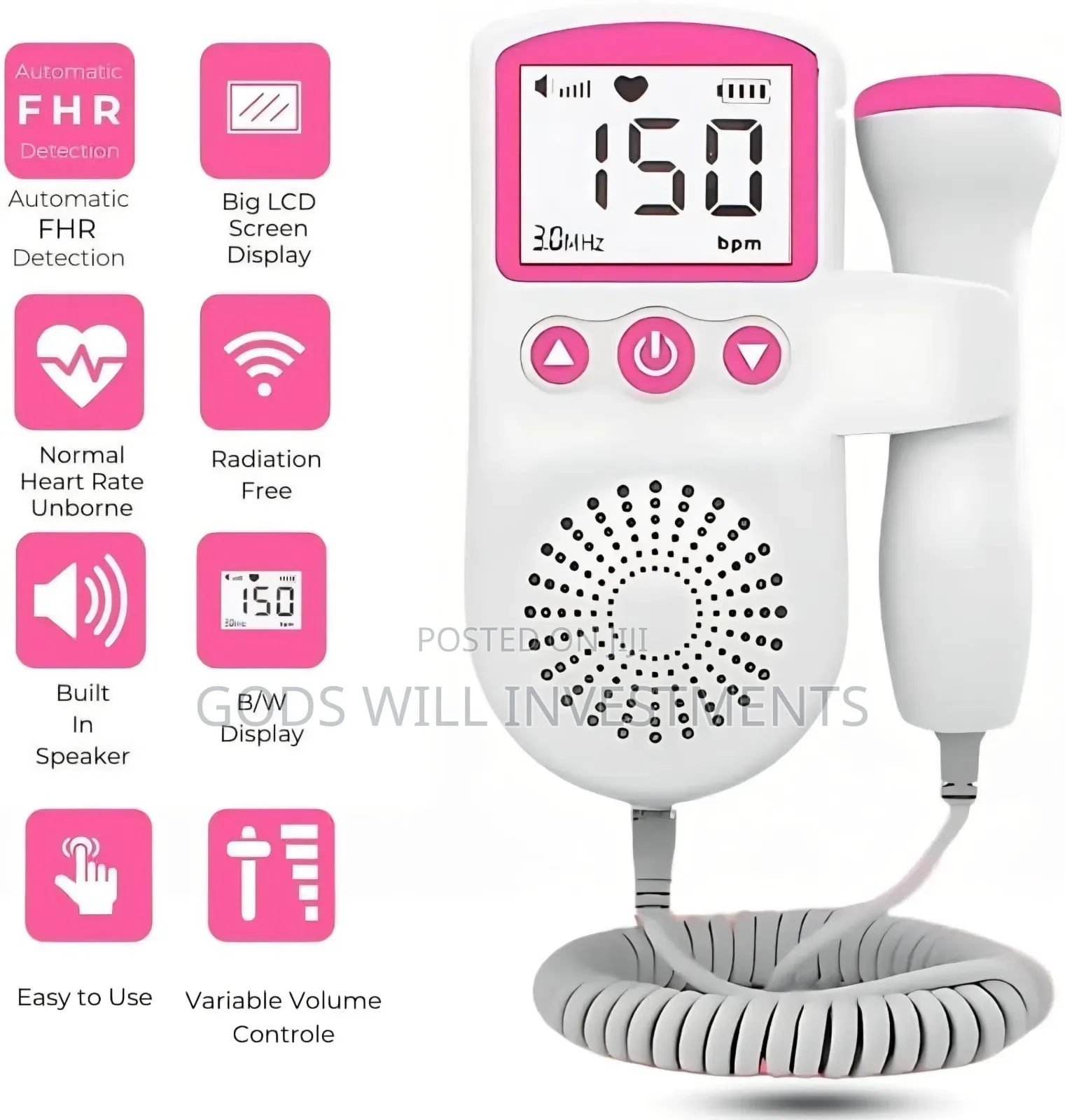 Handheld Digital Fetal Doppler/Baby Heartbeat Monitor
