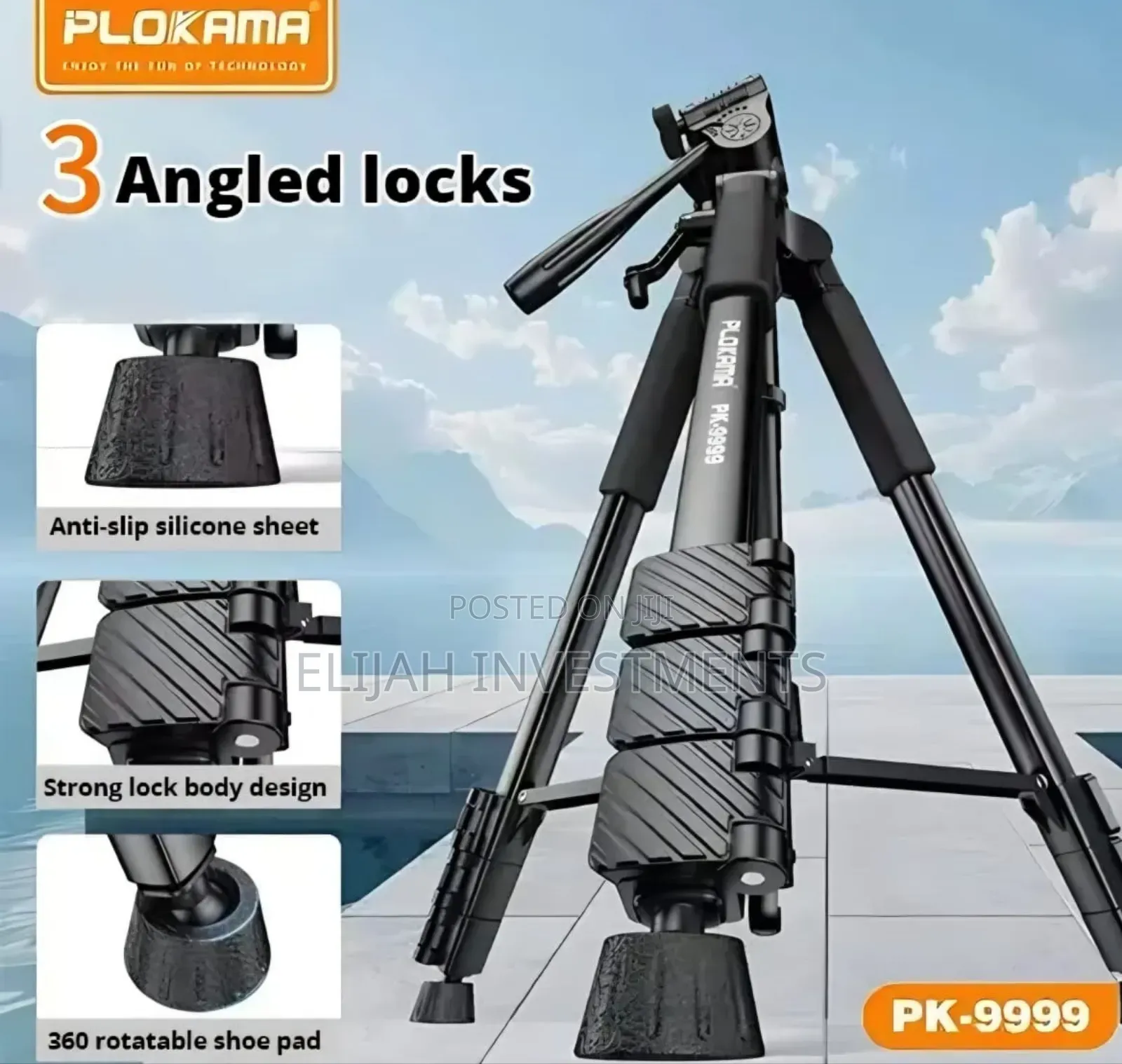 Plokama Heavy-Duty Camera Tripod With Mobile Phone Holder