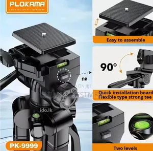 Plokama Heavy-Duty Camera Tripod With Mobile Phone Holder
