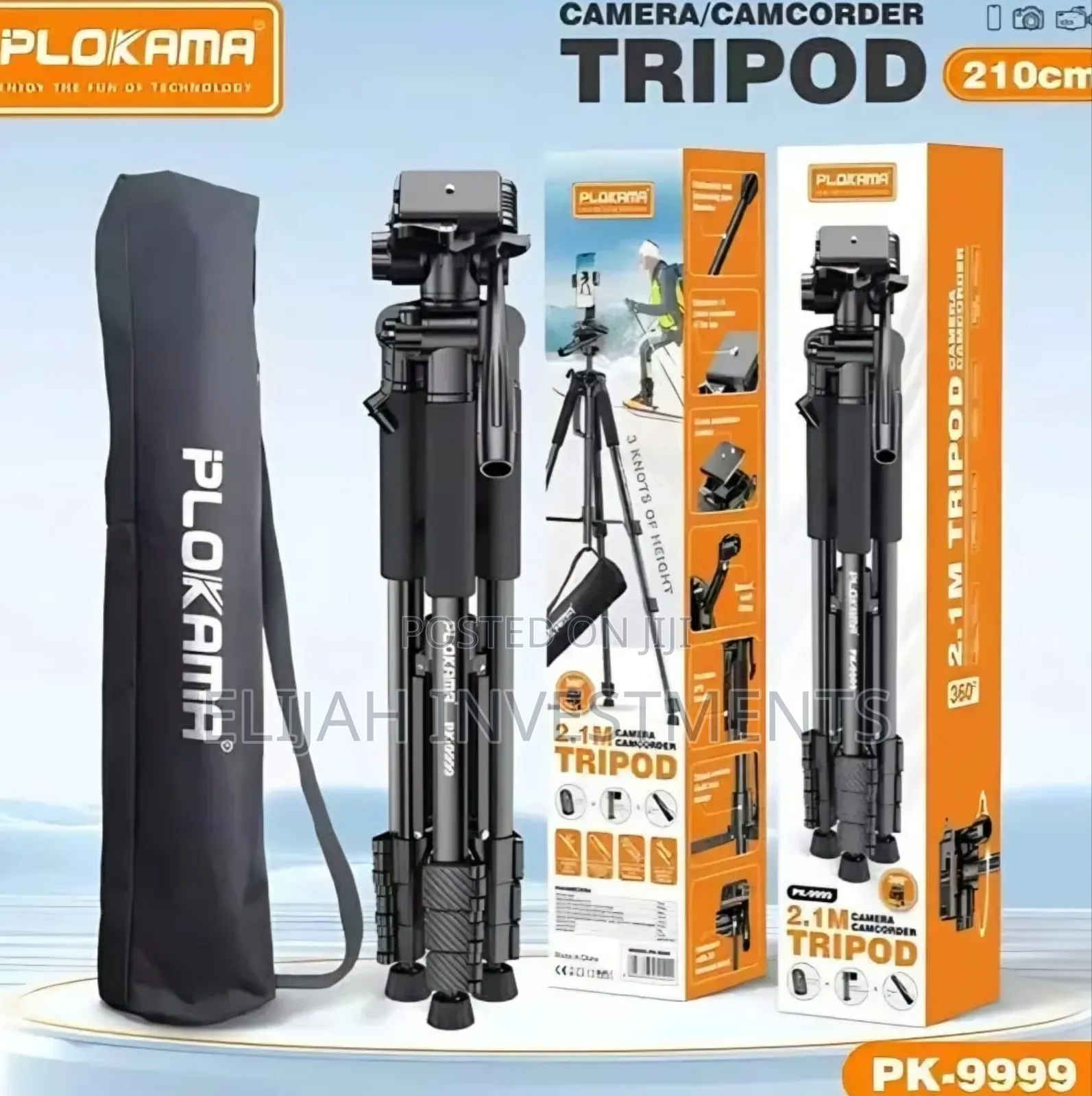 Plokama Heavy-Duty Camera Tripod With Mobile Phone Holder
