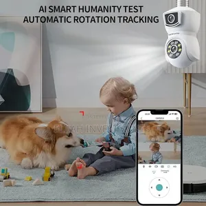 Dual-Lens Light Bulb Security Camera.