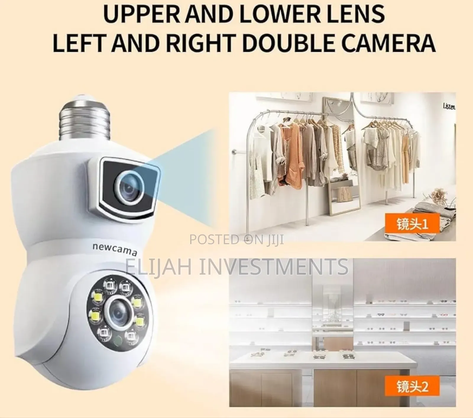 Dual-Lens Light Bulb Security Camera.