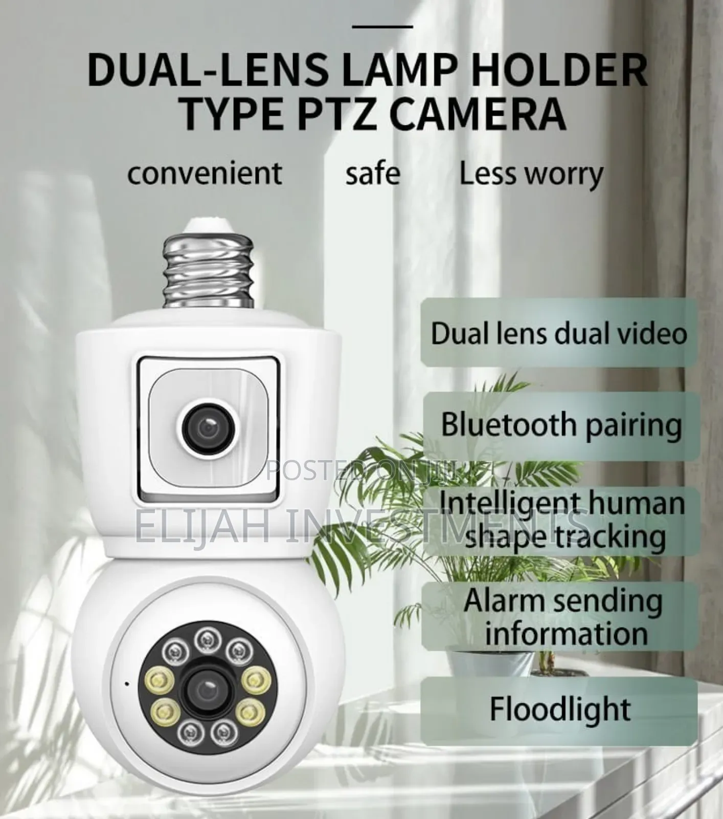 Dual-Lens Light Bulb Security Camera.