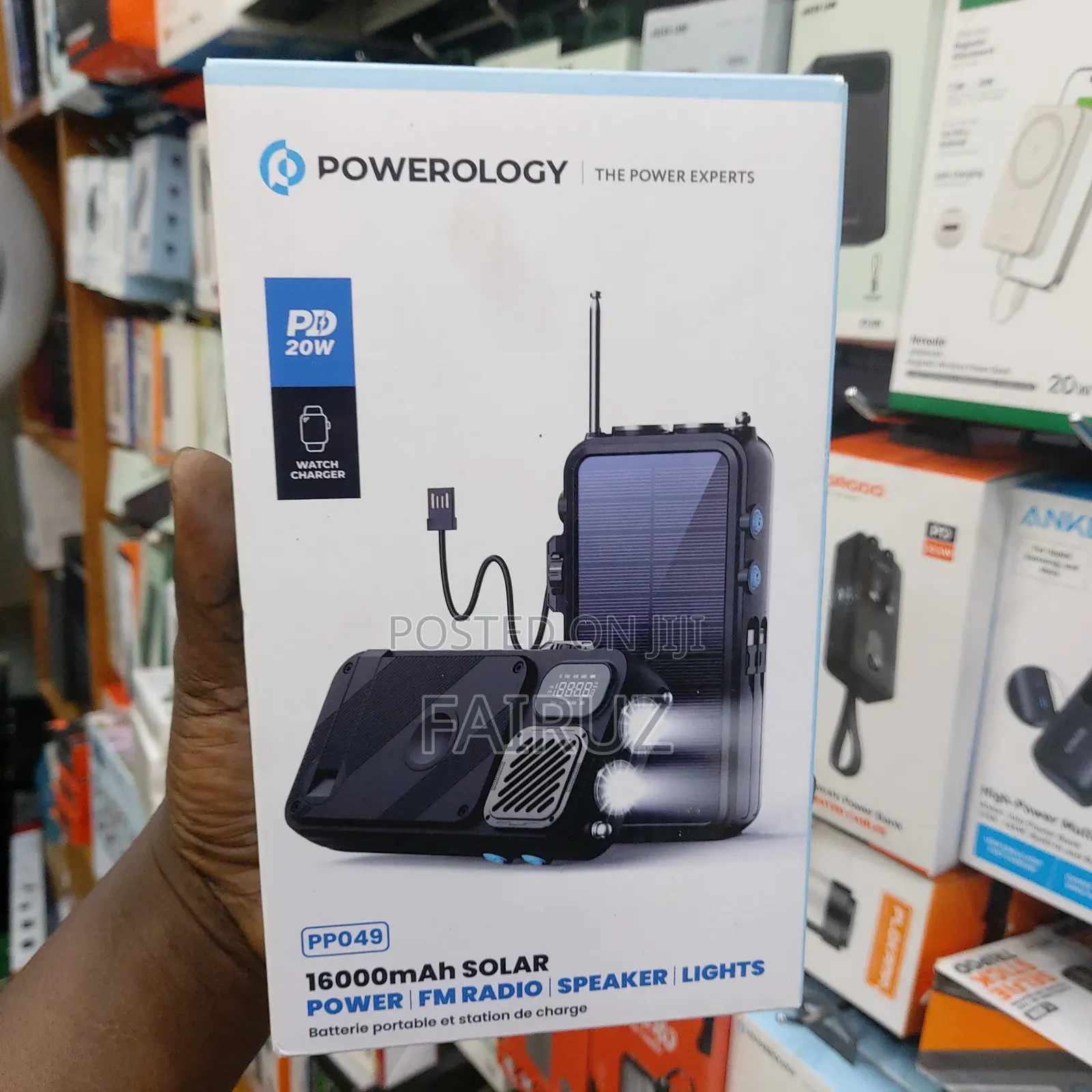 Powerology Solar Power Bank With Fm Radio 16000mah