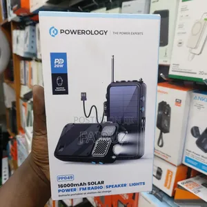 Powerology Solar Power Bank With Fm Radio 16000mah