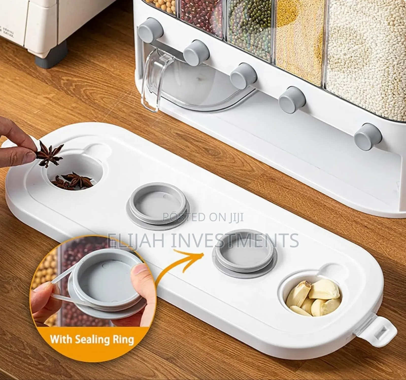 10l Wall Mounted Dry Food Dispenser With Measuring Cup