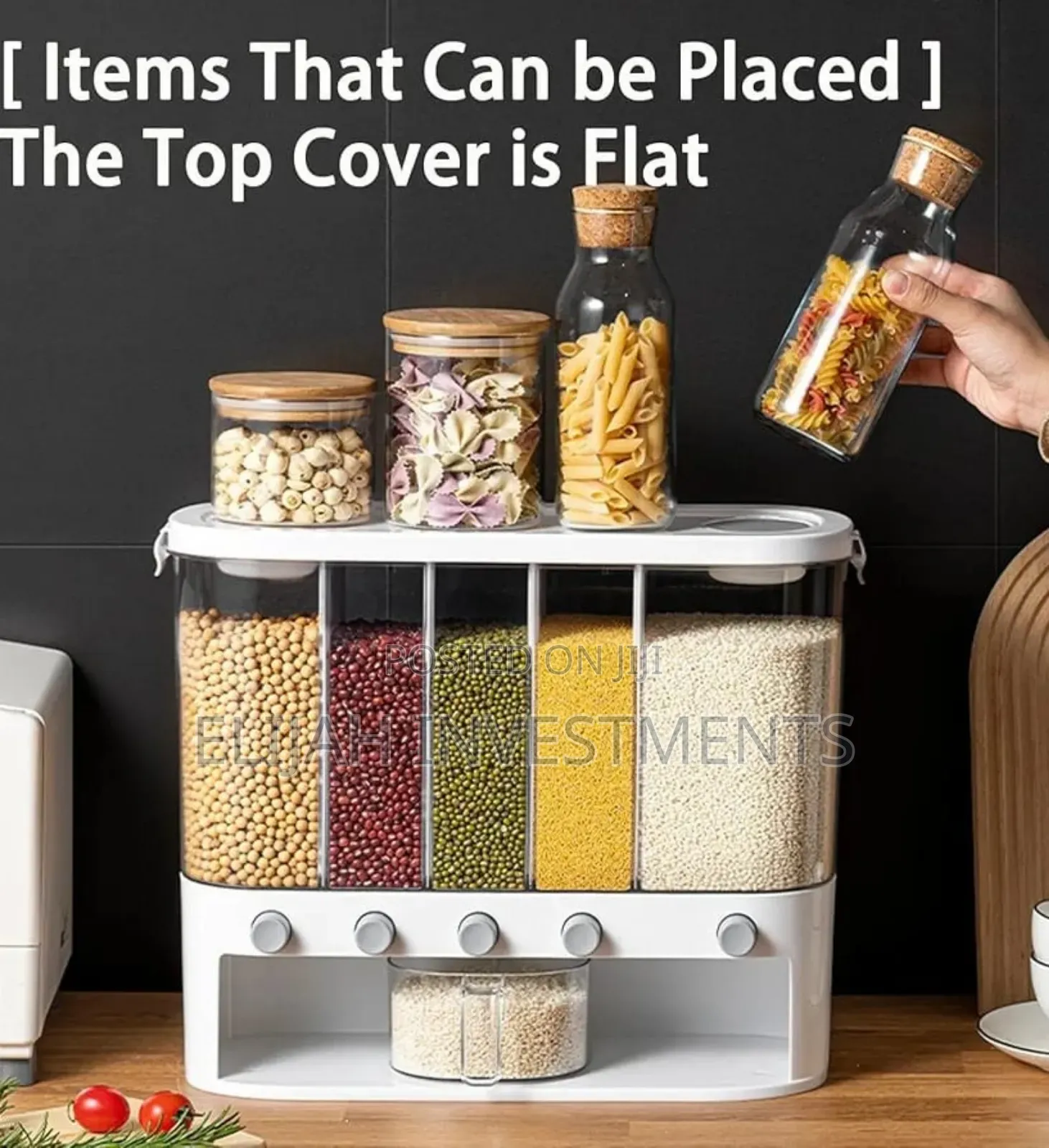 10l Wall Mounted Dry Food Dispenser With Measuring Cup