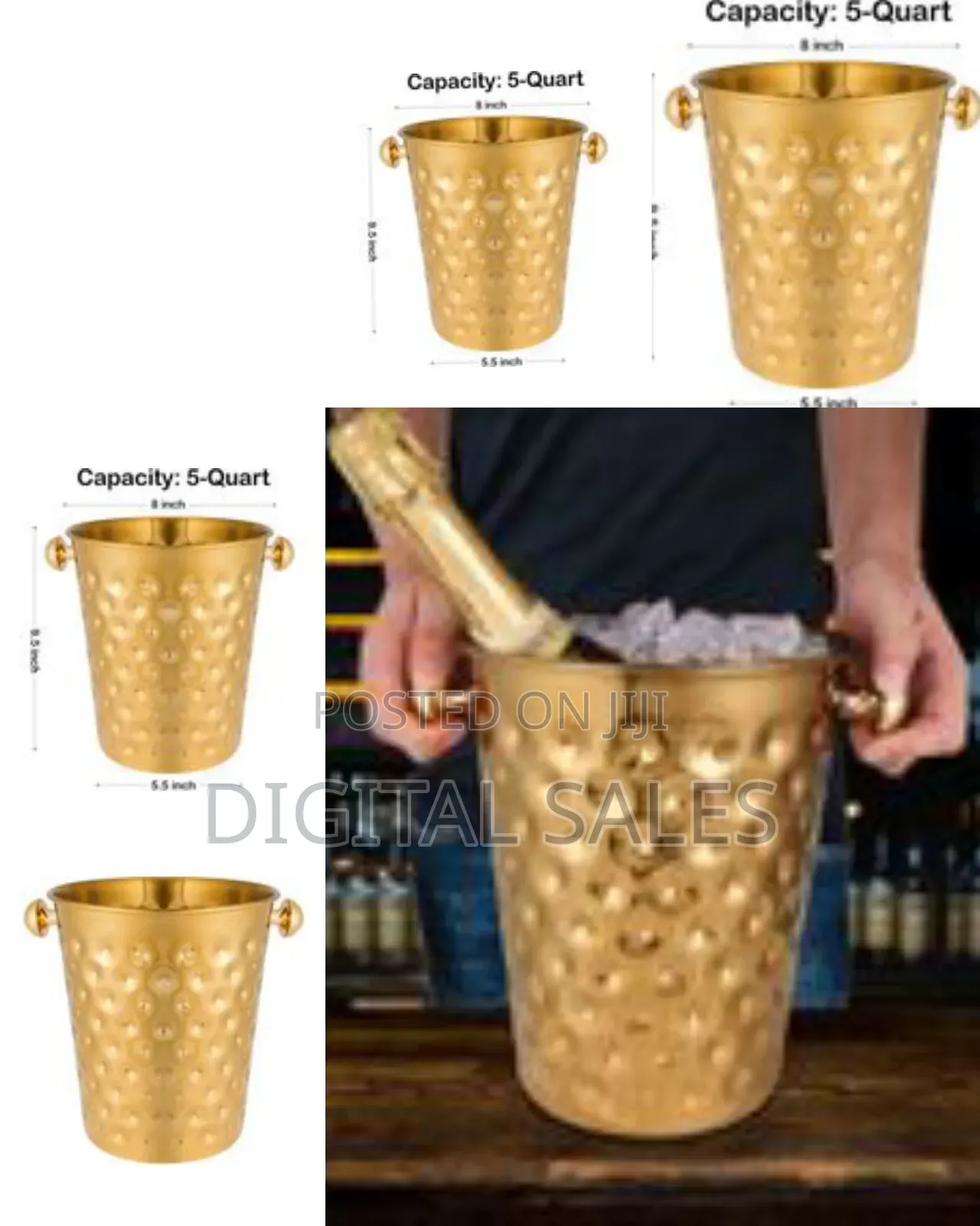 Fashionable and Creative Ice Bucket Stainless Steel Golde