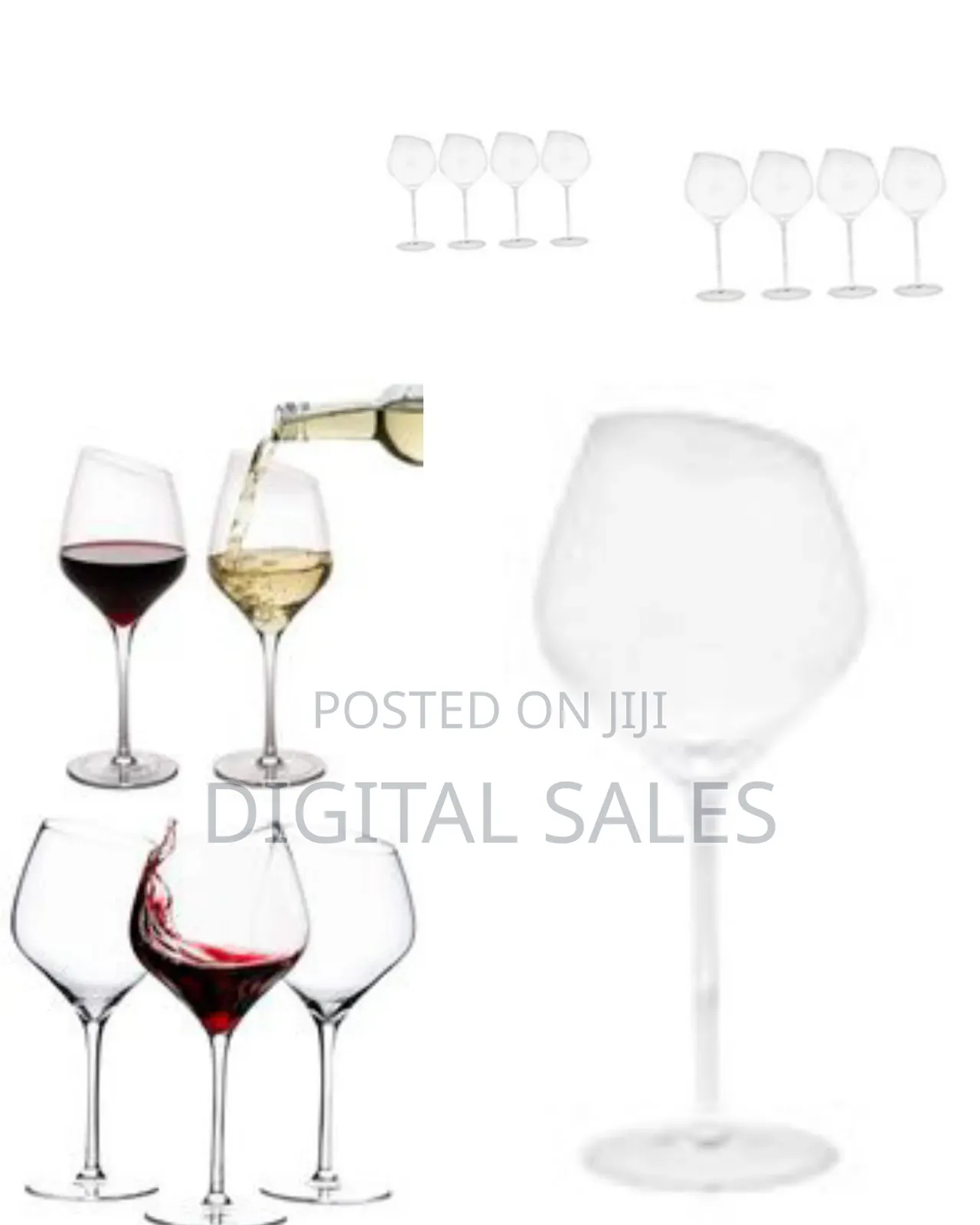 6pc Large Slant Rim Wine Glasses
