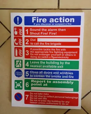 Fire Action Safety Sign