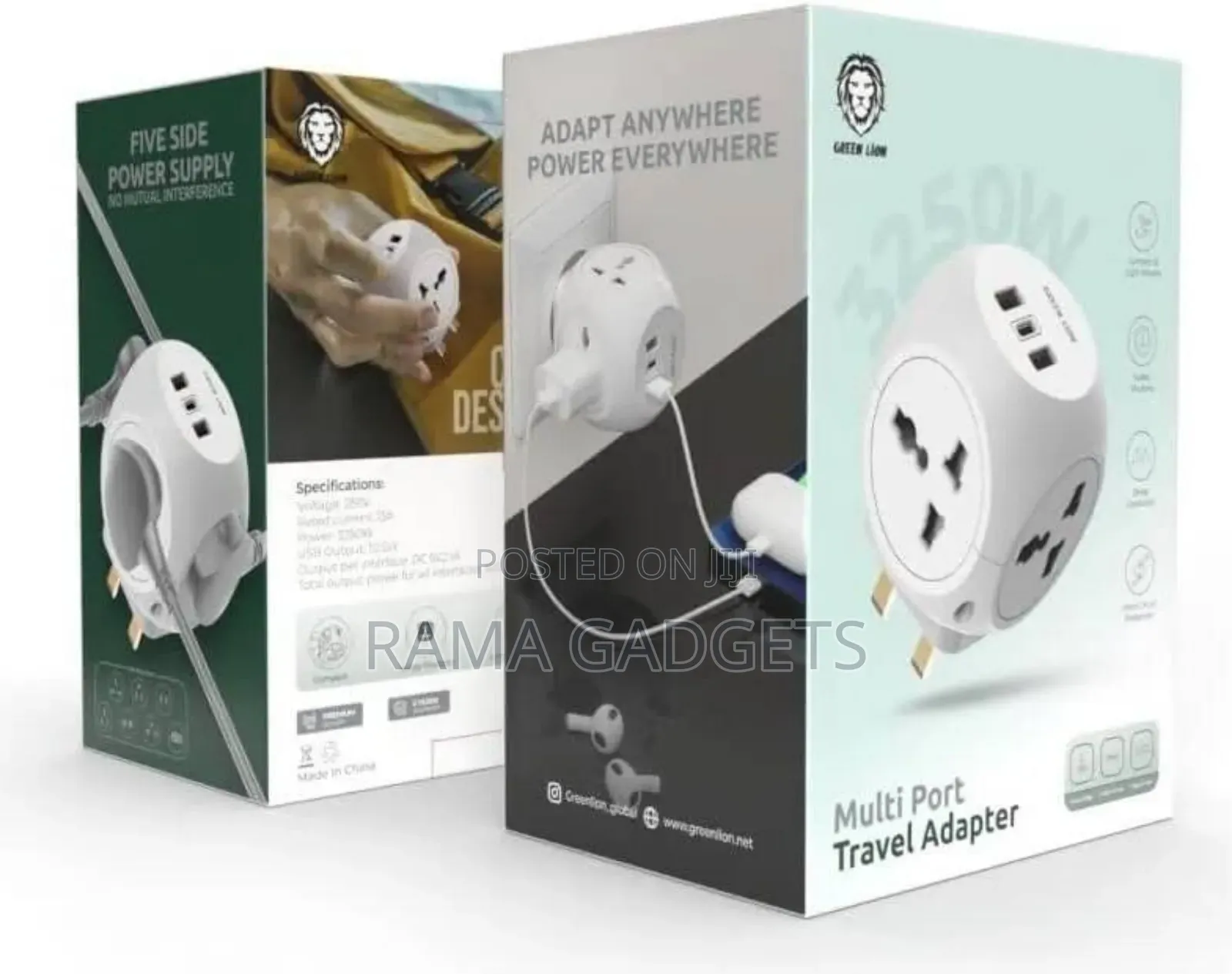 Green Lion Multi Port Travel Adapter.