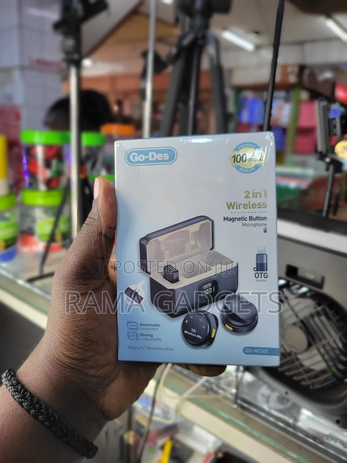Go-Des Gd-Ws505 2-in-1 Wireless Magnetic Button Microphone.