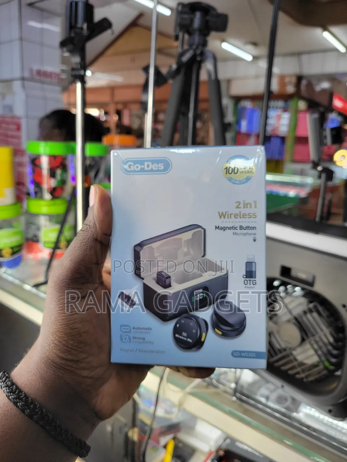 Go-Des Gd-Ws505 2-in-1 Wireless Magnetic Button Microphone.