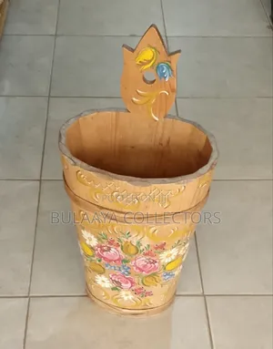 Vintage Bavarian Hand-Painted Bamboo Wooden Umbrella Stand.