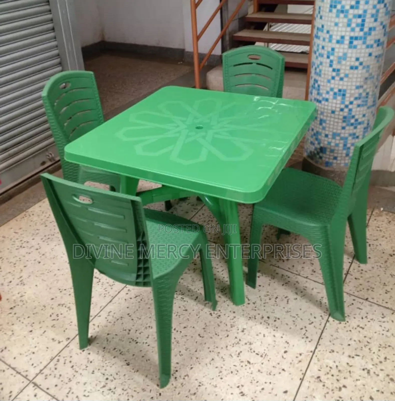 Green Plastic Set Table and Chairs