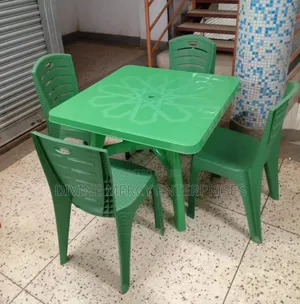 Green Plastic Set Table and Chairs