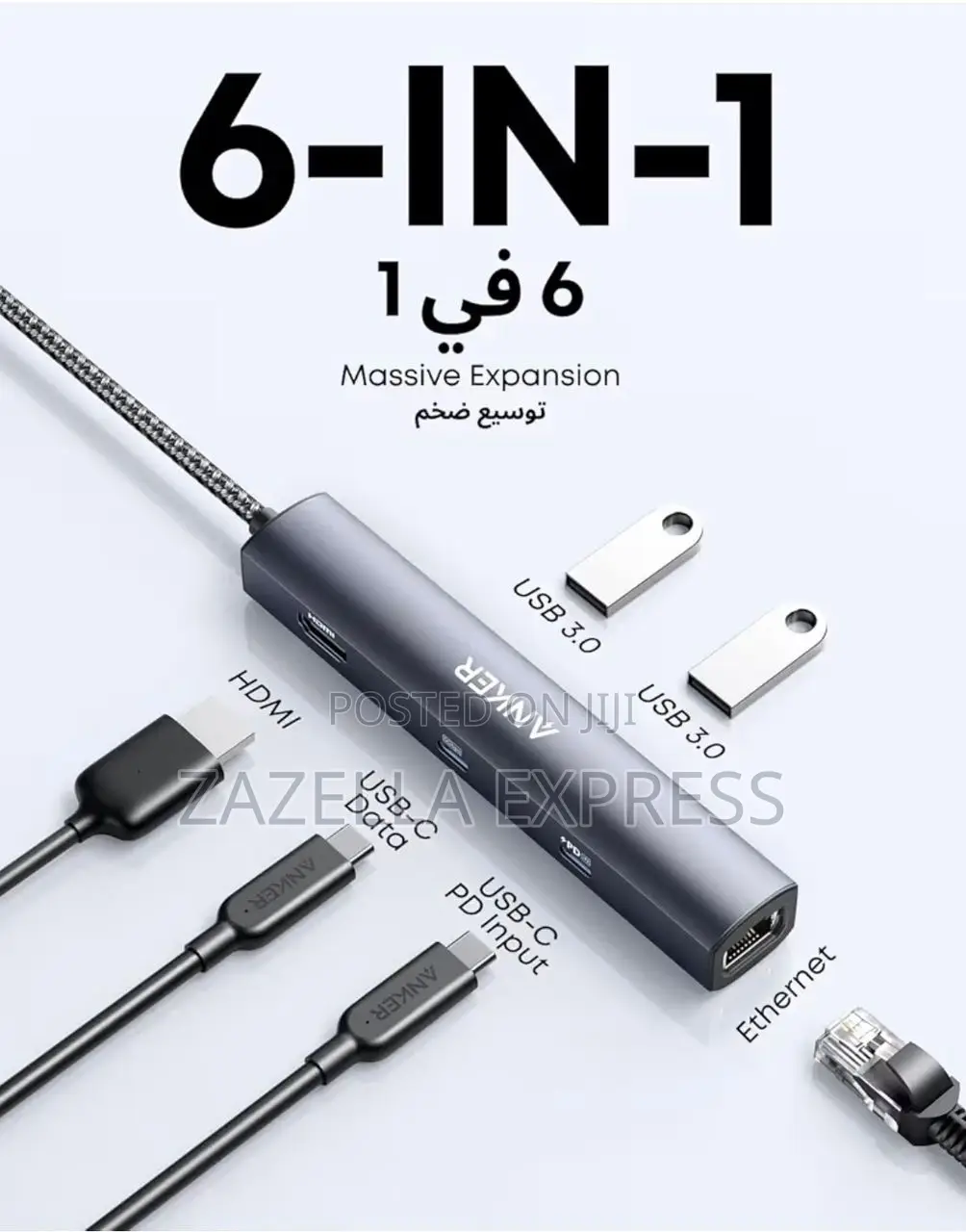 Anker 6in1 Usb C Hub, Powerexpand 6-in-1 Usb C Ethernet Hub With 65w
