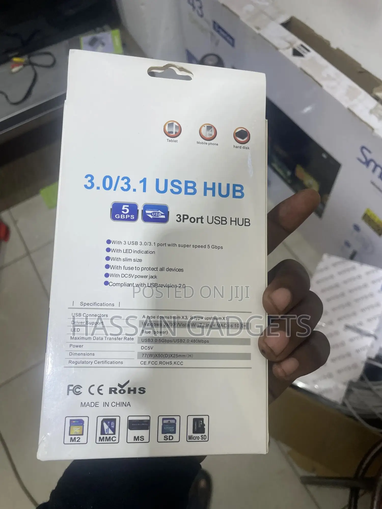 Card Reader and 3 Ports Usb Hub,High Speed External Memory Card Reader