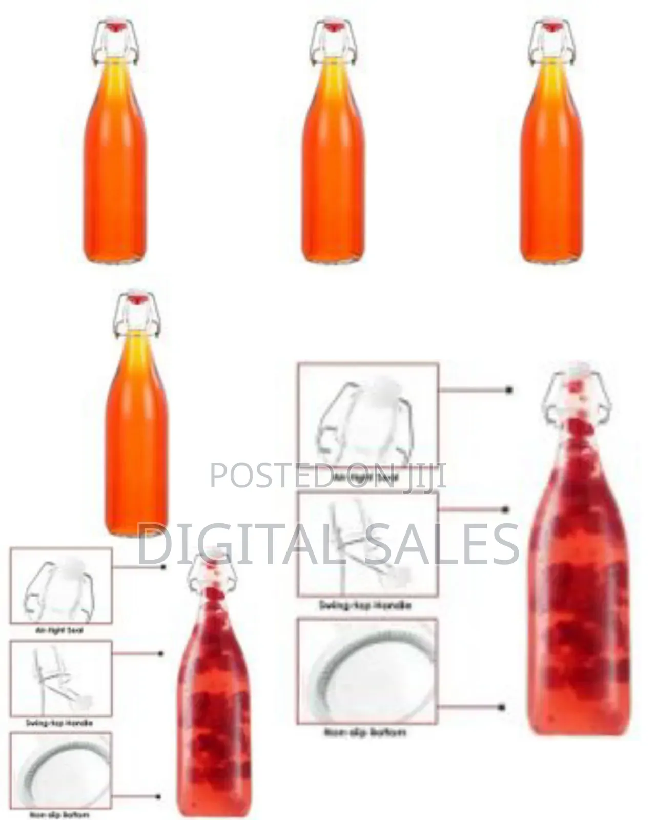 Homeprism Stylish Transparent Glass Bottle With Swing Top Cap