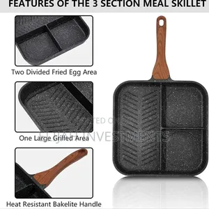 3-in-1 Aluminum Non-Stick Divided Breakfast Frying Pan