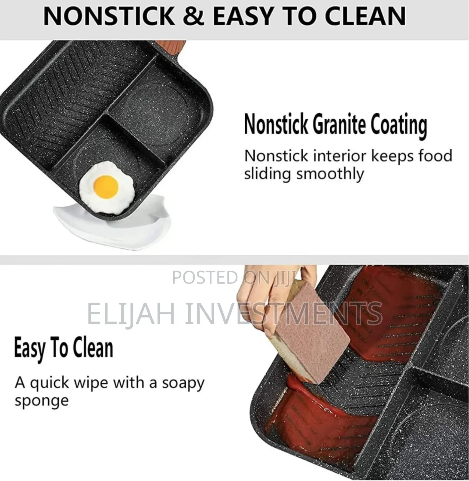 3-in-1 Aluminum Non-Stick Divided Breakfast Frying Pan