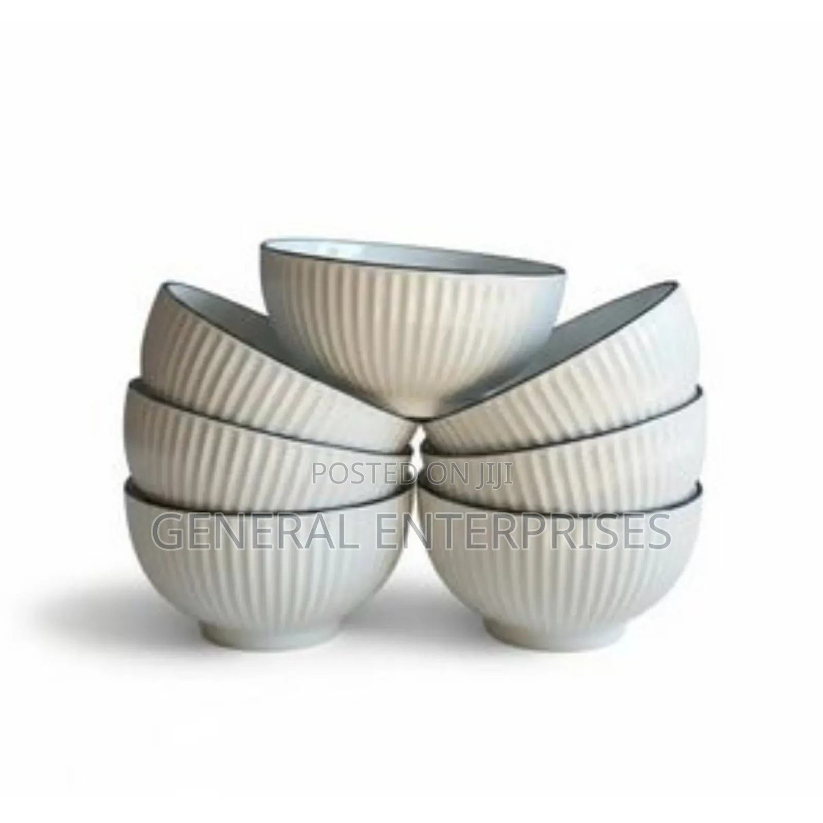 Sundabest Premium Ribbed White Ceramic Bowls