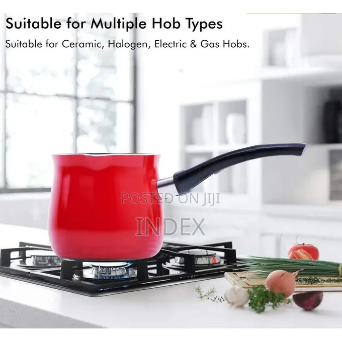 Coffee Warmer Non-Stick Tea Pot With Handle, Red Multi