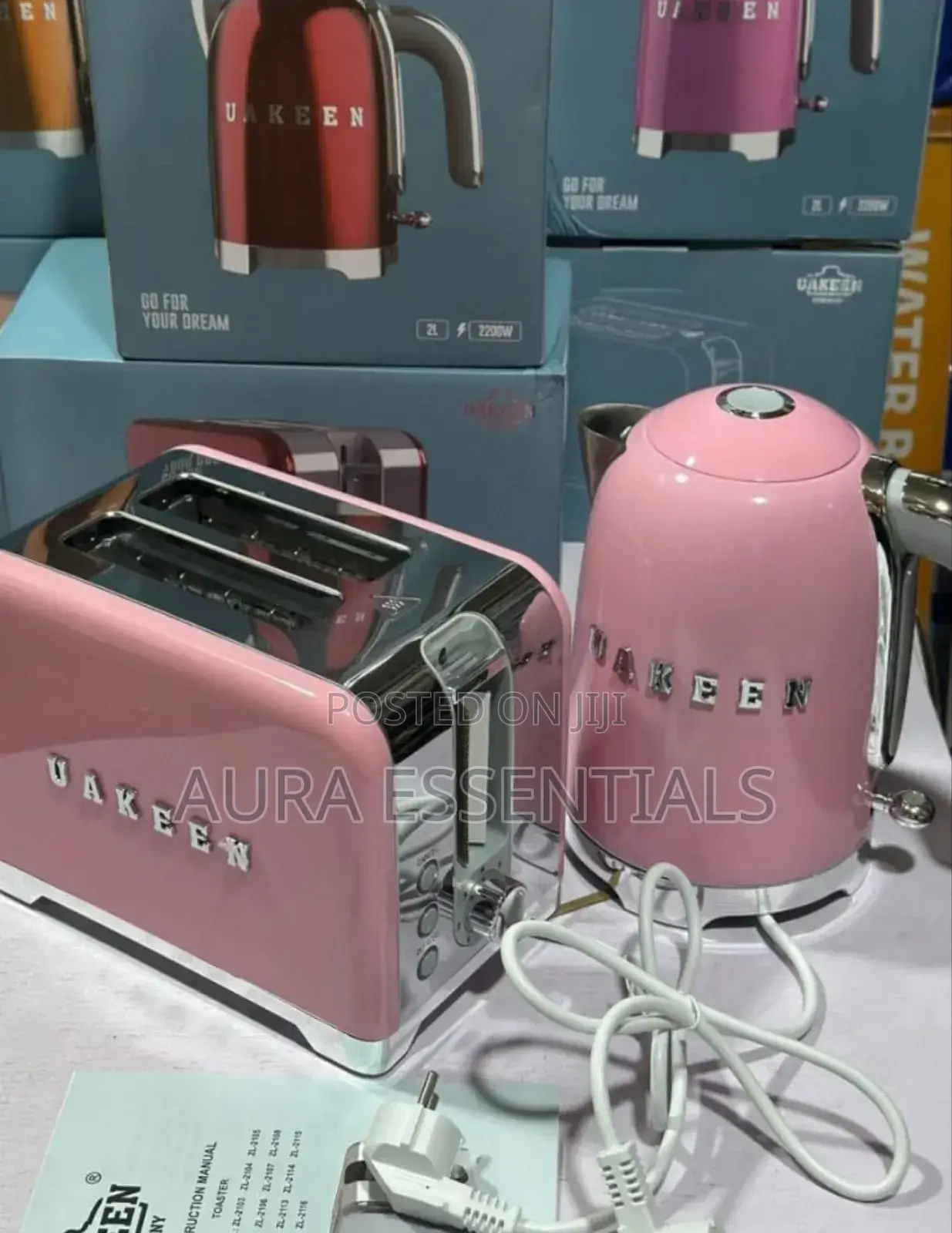 Uakeen Electric Kettle and Matching Toaster Set