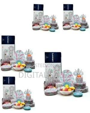 Luminarc Elara Turquoise Plate Dinner Set (69 Pcs),Pink