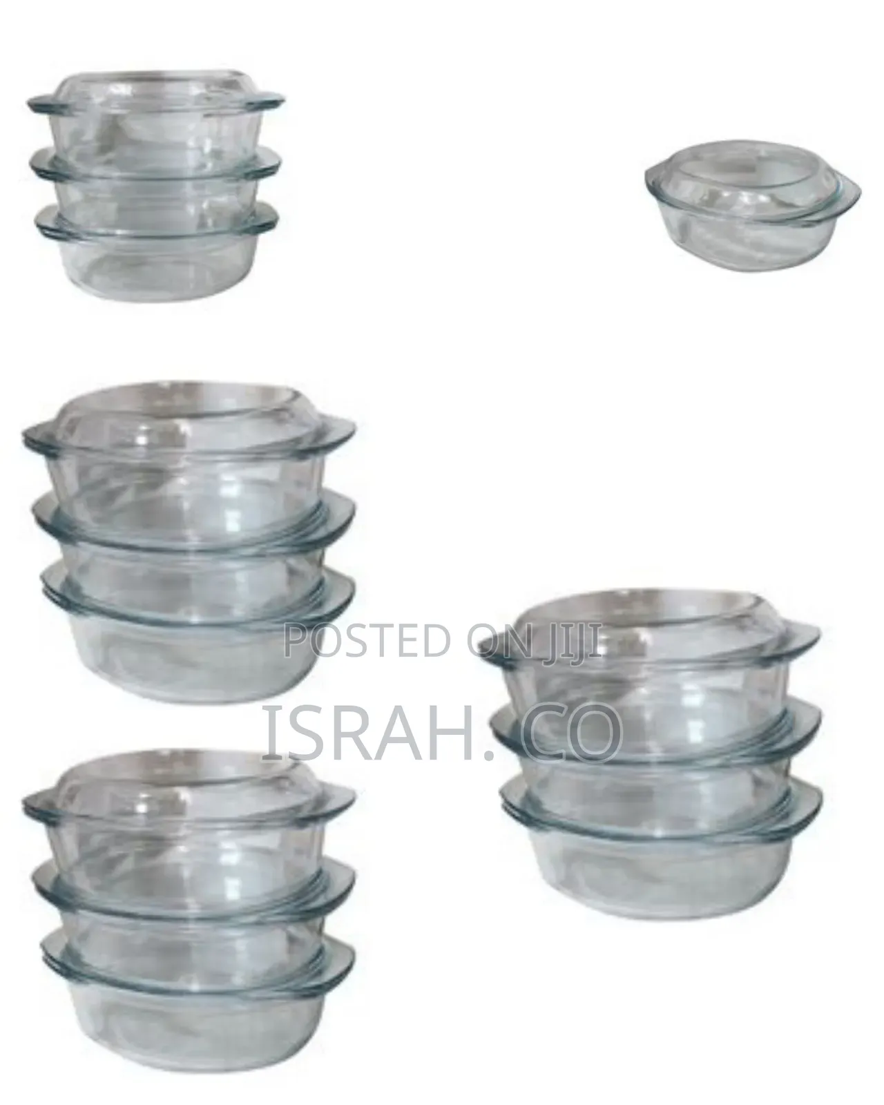 3 Pieces of Oval Tempered Glass Caserole Serving Dishes/Bowls, 3.5l