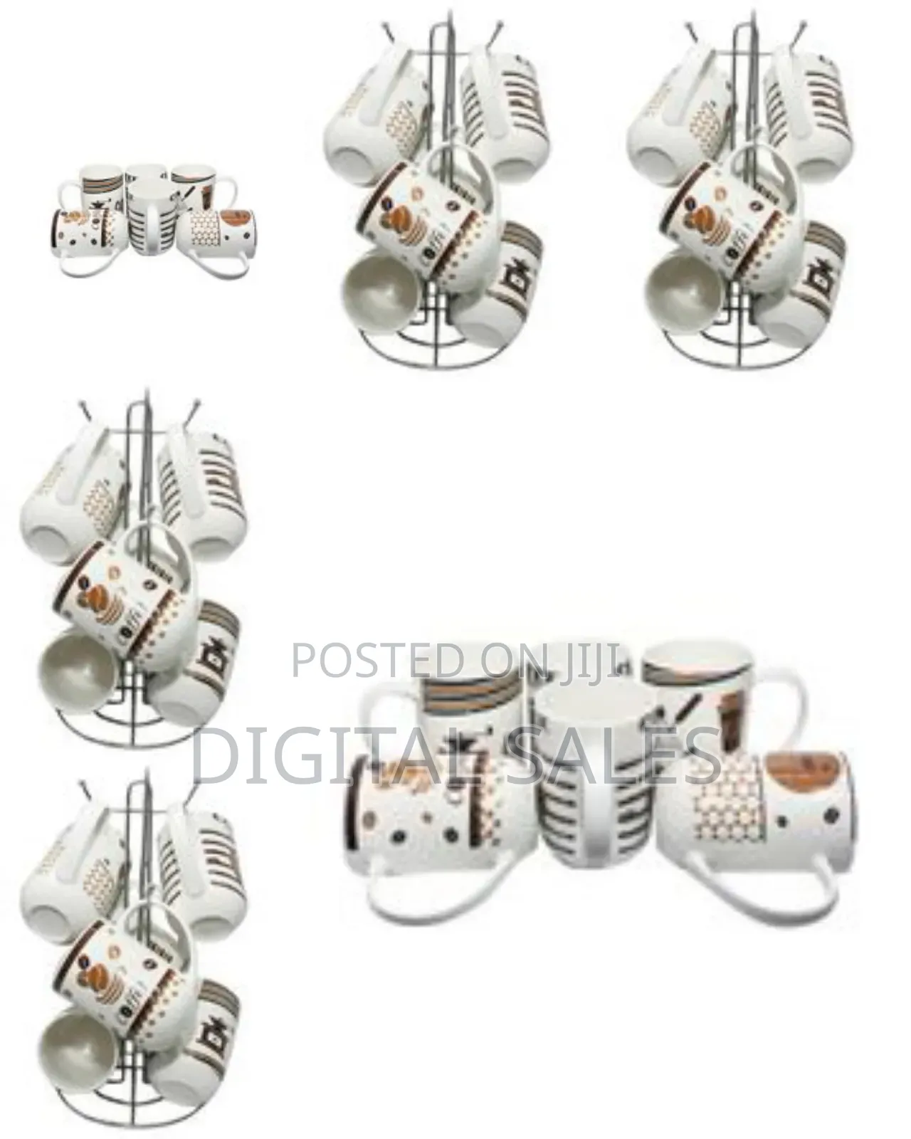 6 Pieces Set of Multi Design Coffee Tea Cups/Mugs
