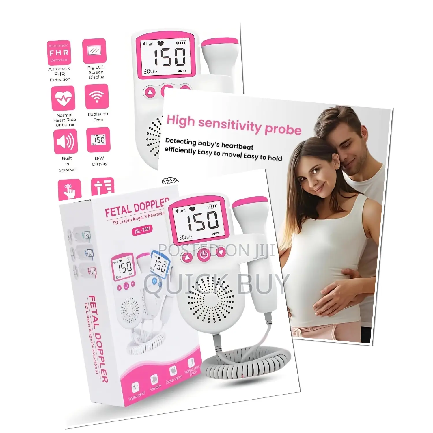 Handheld Digital Fetal Doppler/Baby Heartbeat Monitor