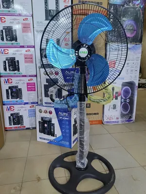 Kaile Brand Pedestal Standing Fan With Blue Blades.