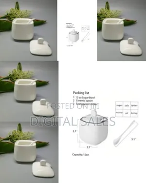 1 Piece of Ceramic Spice Jar Seasoning Box- Includes Lids, Spoons,