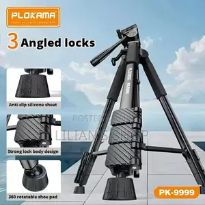 Plokama Heavy-Duty Camera Tripod With Mobile Phone Holder