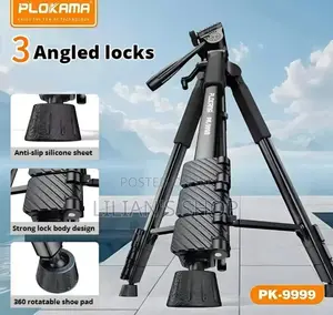 Plokama Heavy-Duty Camera Tripod With Mobile Phone Holder