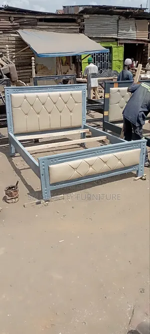 Hard Wood Leather Bed